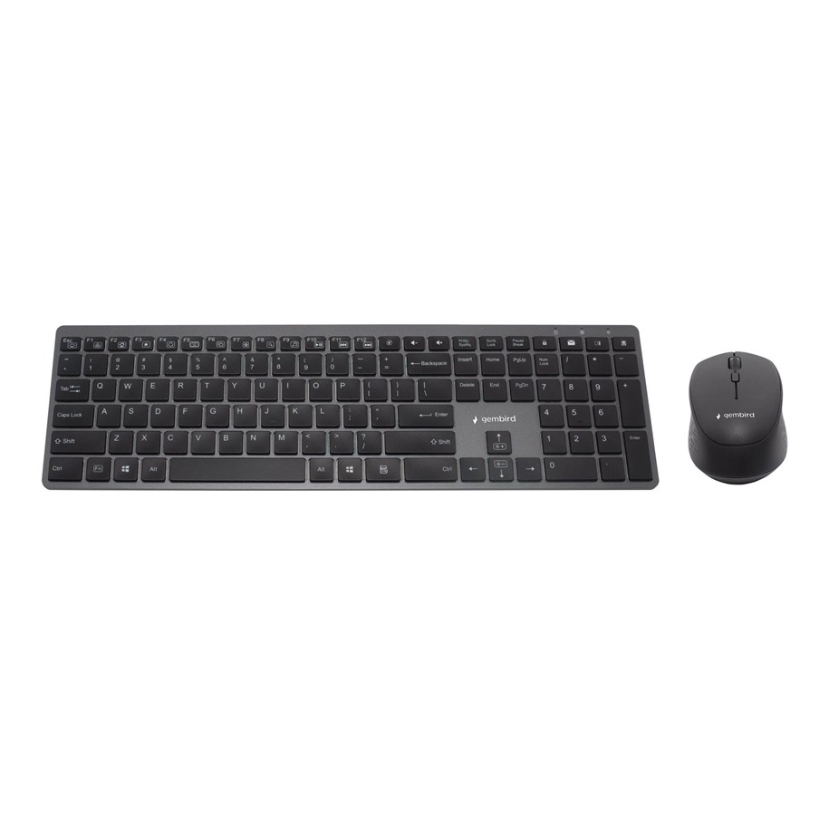 Tastaturen - Gembird Backlight Pro Business Slim wireless desktop set - keyboard and mouse set - QWERTY - US - black - Tastatur & Maus Set - Englisch (US) - Schwarz - KBS-ECLIPSE-M500