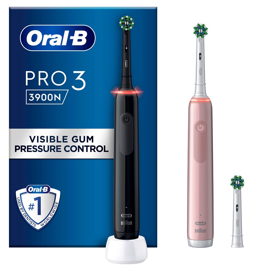 Elektrische Zahnbürsten - Oral-B Elektrische Zahnbürste Pro 3 3900N Black/Pink - 2 handles - 8006540760277