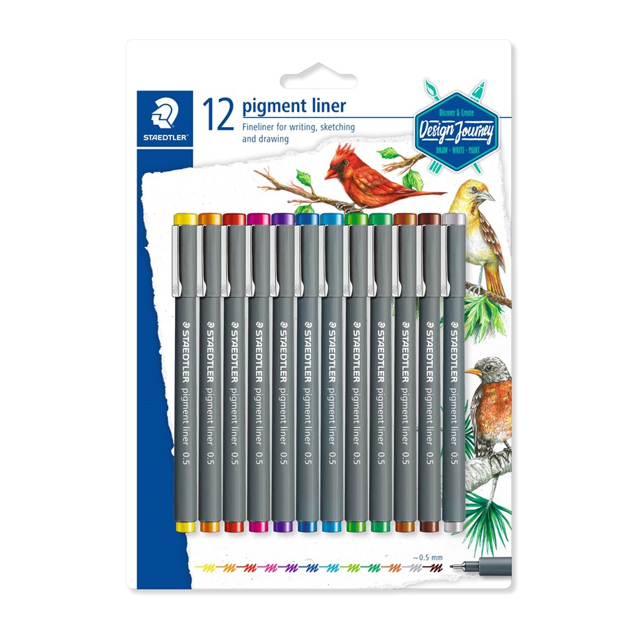 Utensilien zum Schreiben und Zeichnen - Staedtler pigment liner 0.5 12 colors on BC - 30805SBK12