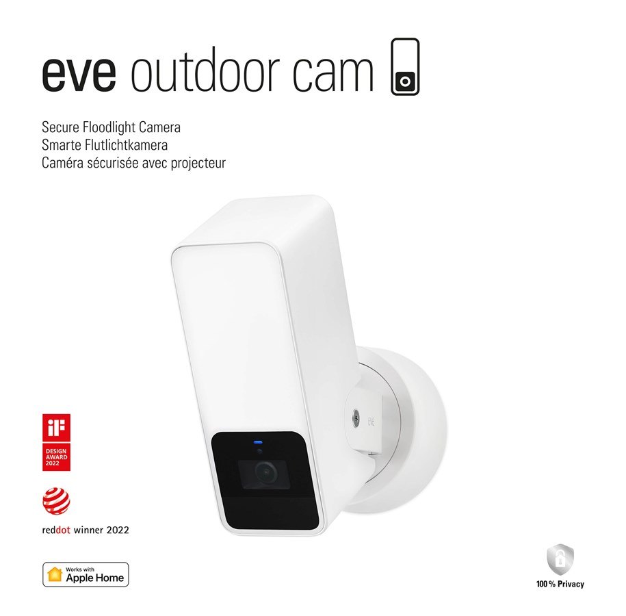 Smart-Home - Eve Outdoor Cam White - Secure Floodlight Camera for Apple HomeKit - 10ECG8101