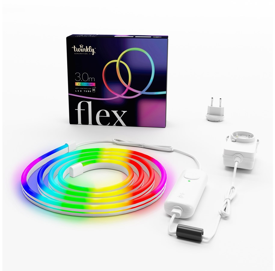 Smart-Home - Twinkly Flex – App-controlled RGB LED neon tube. 3 Meters. White Wire. - TWFL300STW-WEU