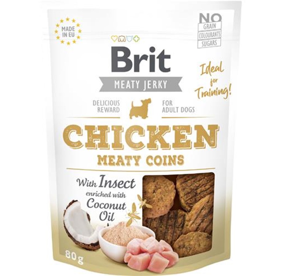 Hunde - Brit Jerky Chicken with Insect Meaty Coins 80g - BH9300080