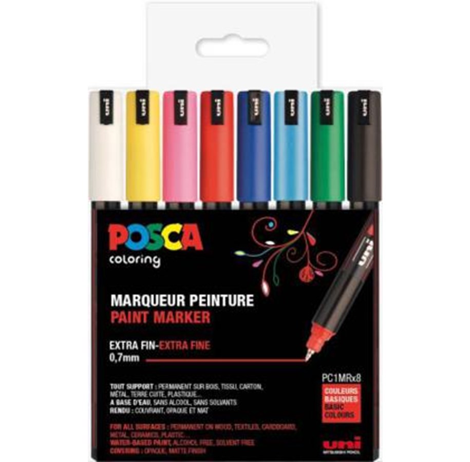 Utensilien zum Schreiben und Zeichnen - POSCA  marker sæt PC-1MR 8 ass. std. colors - 401630