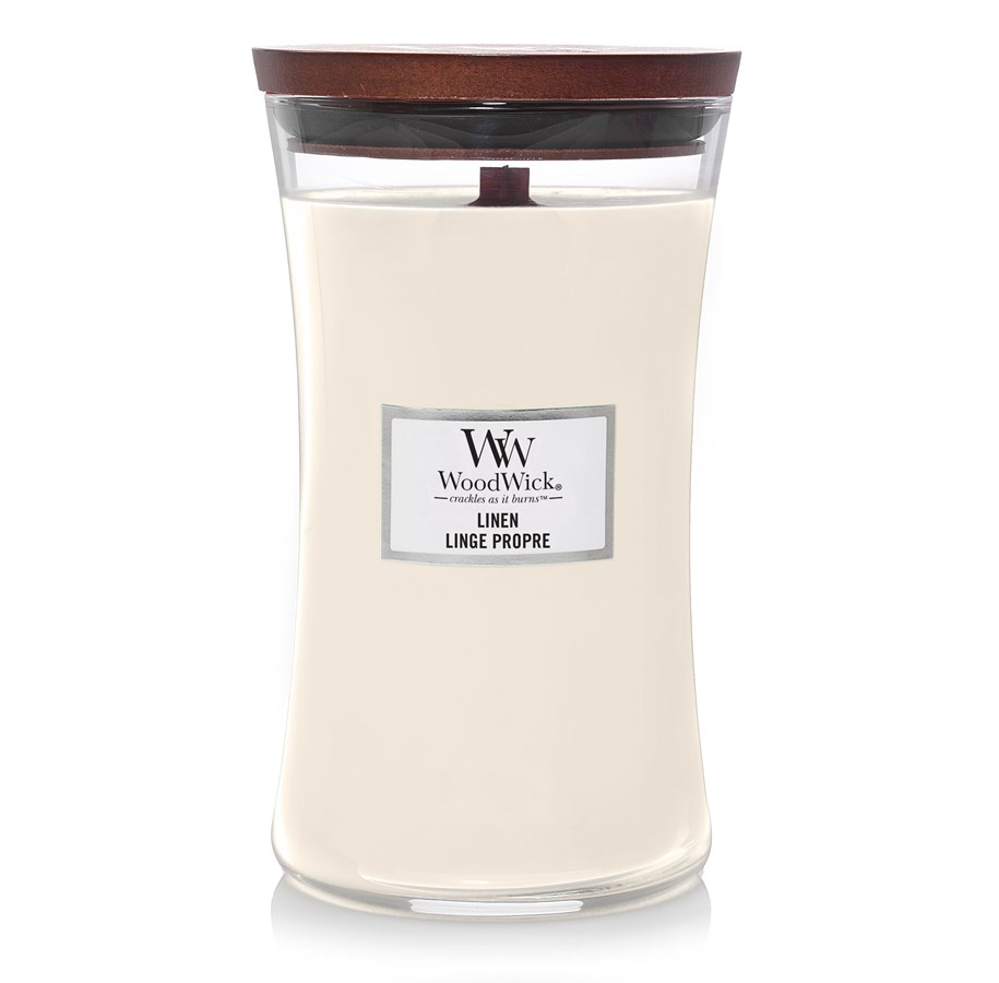 Einrichtung - WoodWick Scented candle with wooden lid - Linen - 93135E
