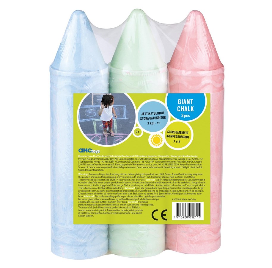 Spiele im Freien - Happy Summer Giant Chalk 3-Pack - 302184
