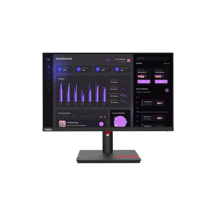 Monitor - 24" Lenovo ThinkVision T24i-30 - 1920x1080 (FHD) - 60Hz - IPS - 63CFMATXEU