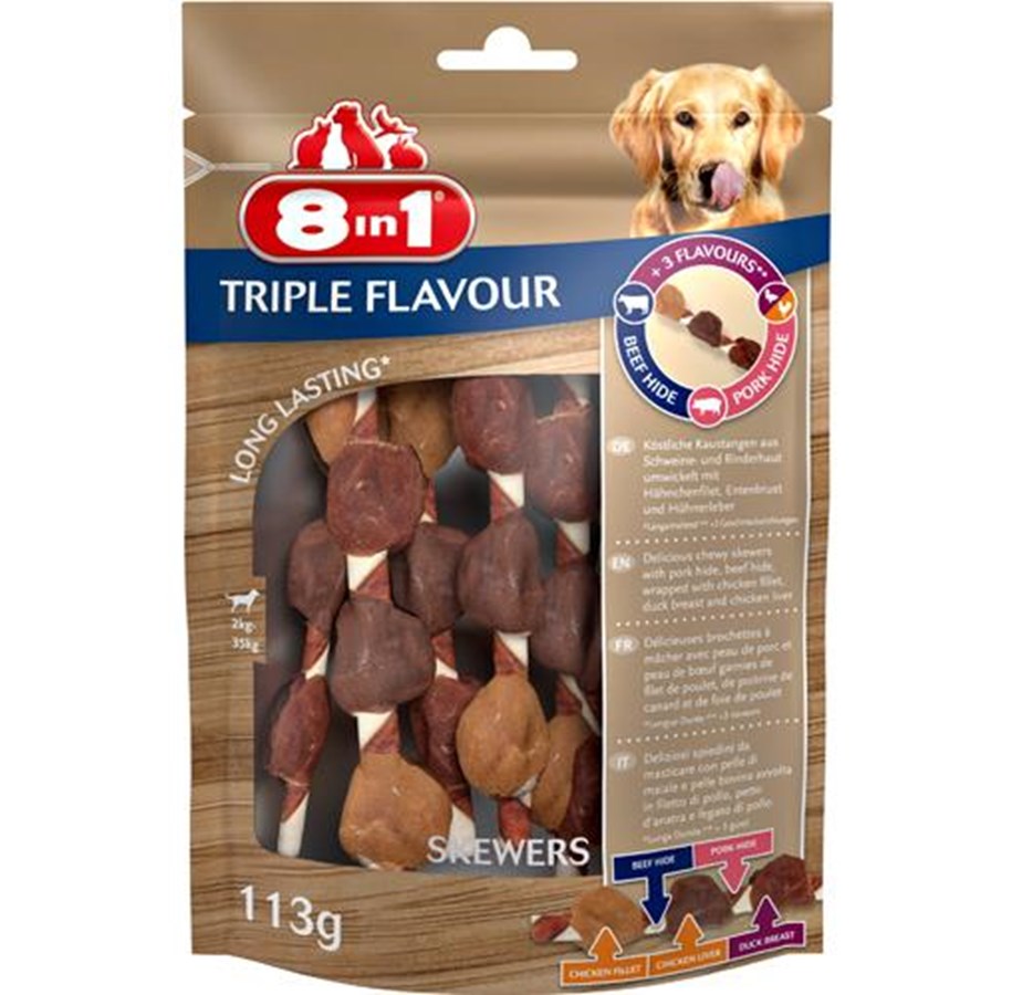 Hunde - 8 in 1 8in1 Triple Flavour skewers 6 pcs - T661433