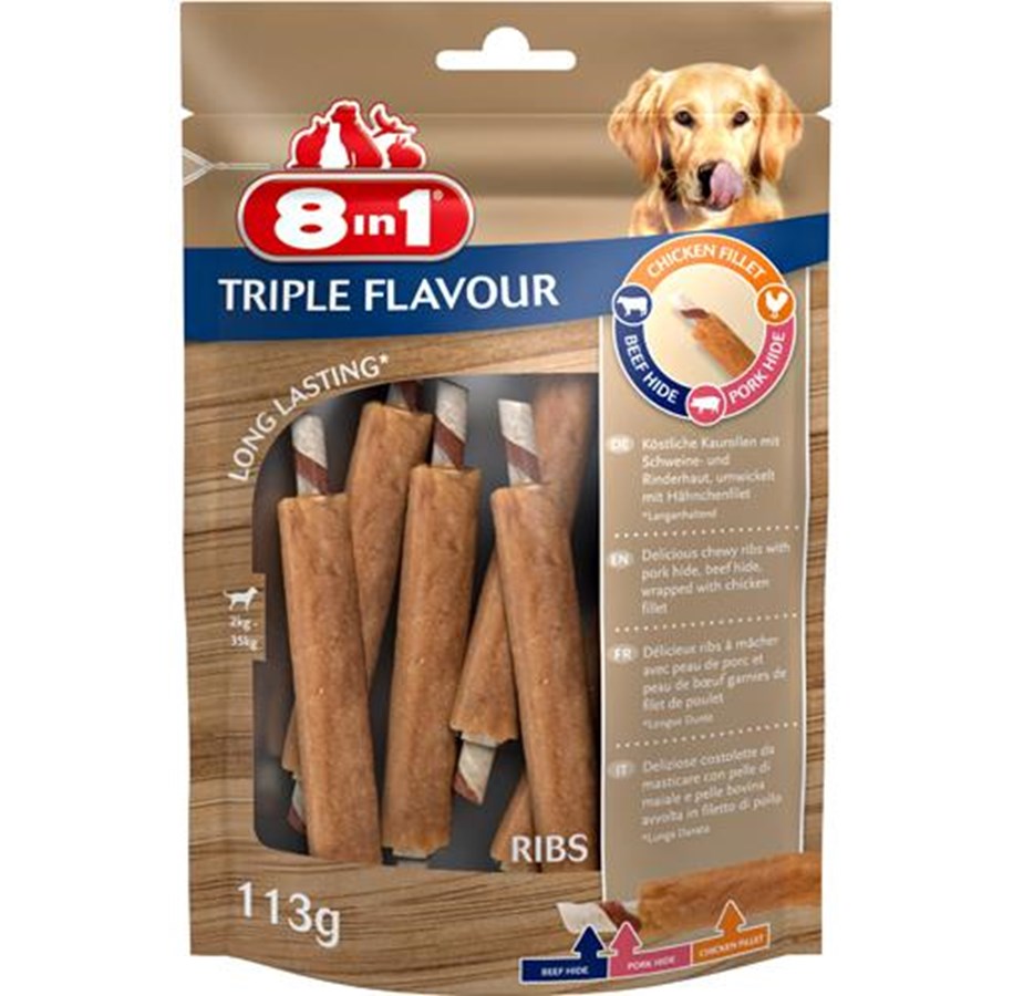 Hunde - 8 in 1 8in1 Triple Flavour ribs 6 pcs - T661435