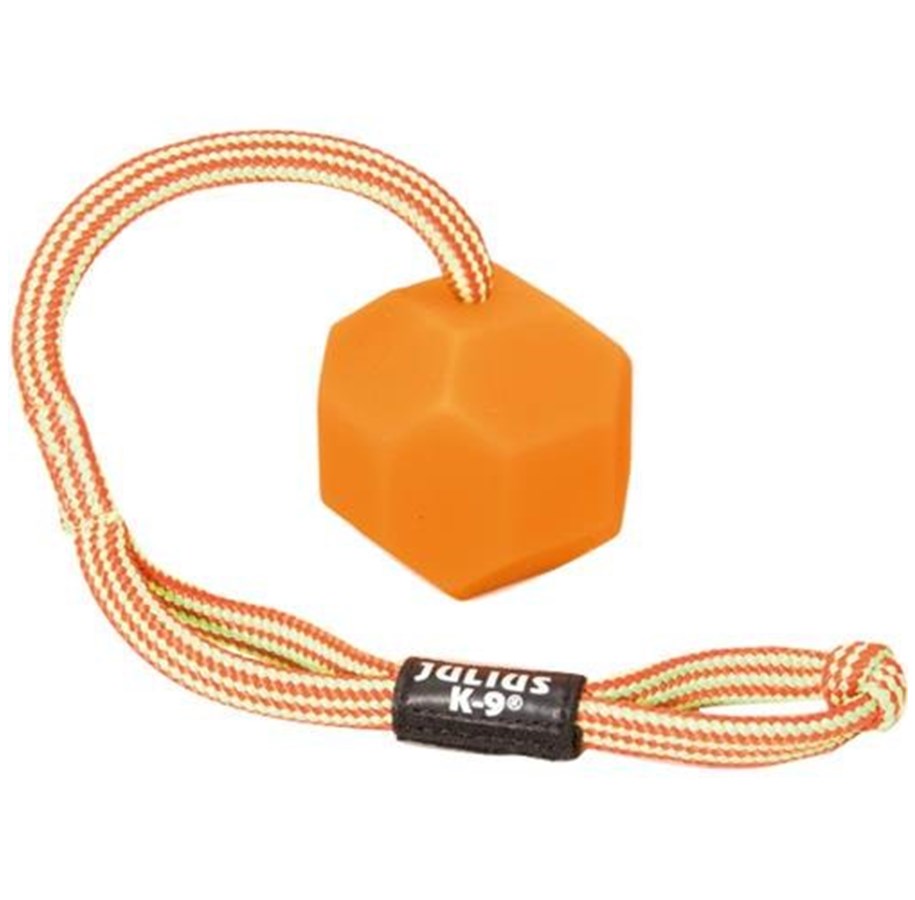 Hunde - Julius-K9 Ball with cord  diam. 60mm - smooth orange soft - H661434