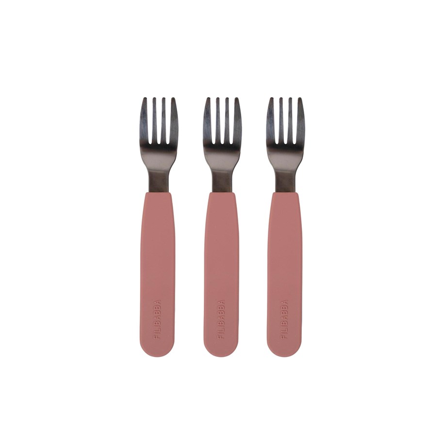 Babypflege - Filibabba Silikone gafler 3-pak - Rose - FI-02265
