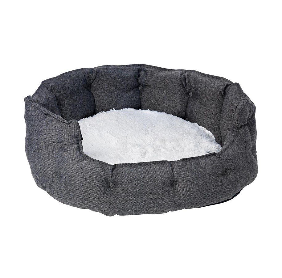 Hunde - Dogman Pet Bed Classy Memory Foam Oval Grey Small 54x50x28cm - 805664