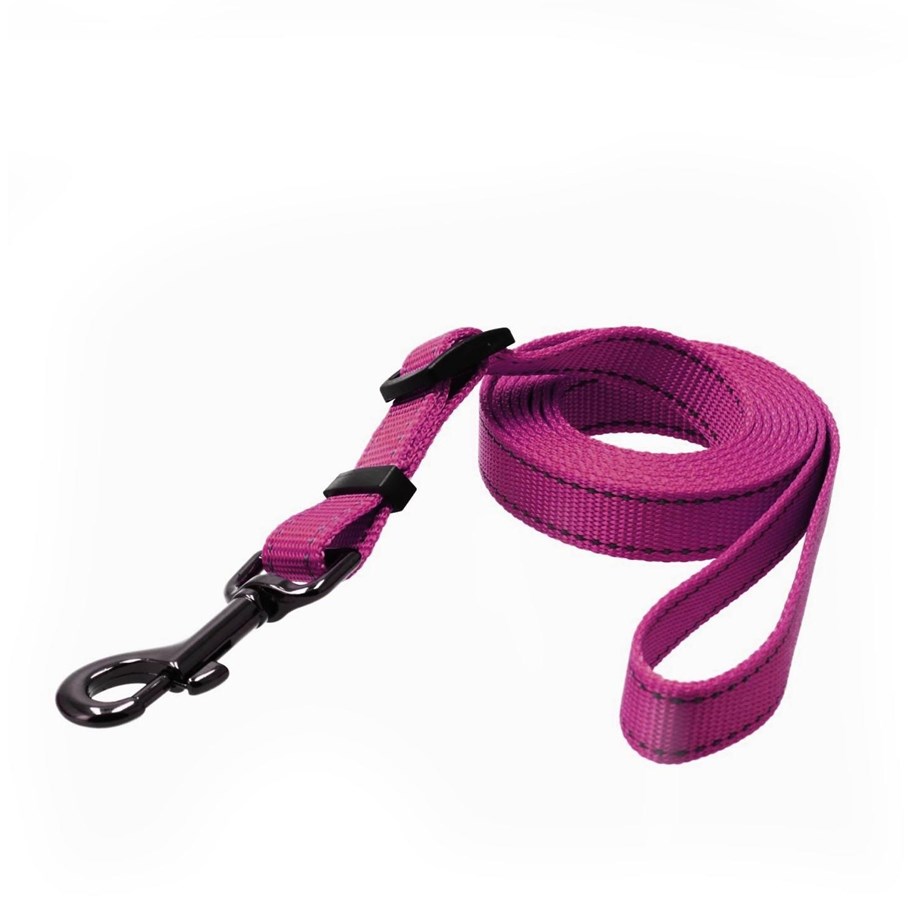 Hunde - Dogman Iris Verstellbare Nylon Hundeleine Pink Groß 20mm 120-200cm - 223018