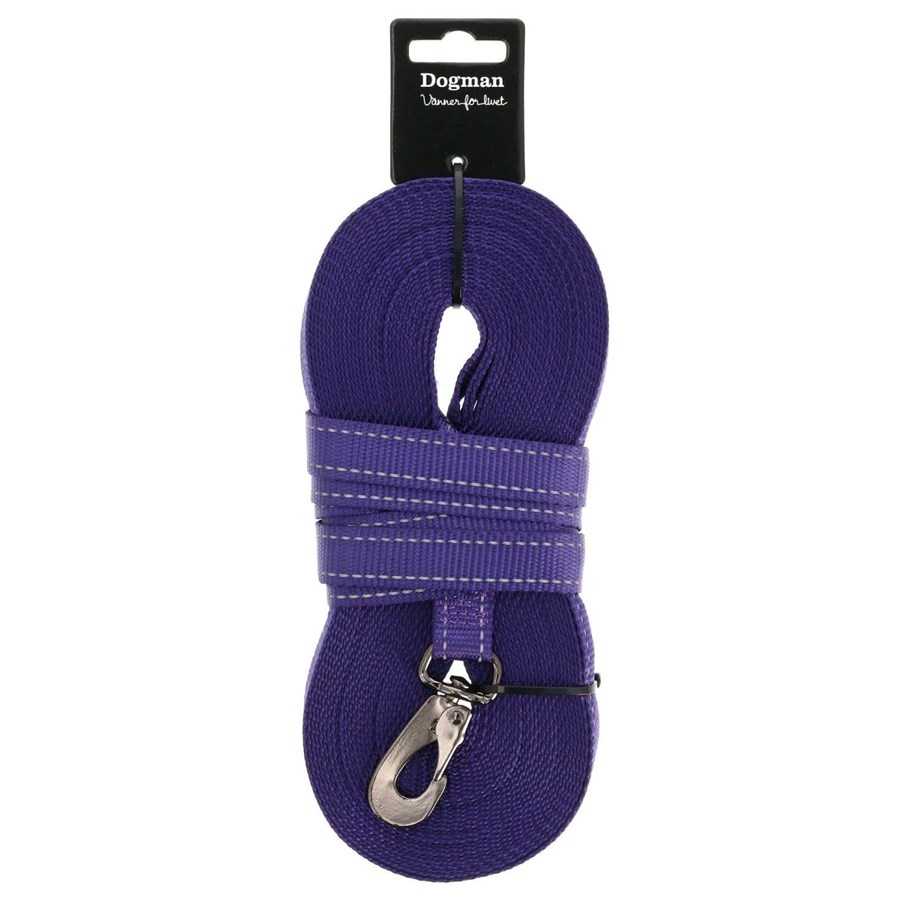 Hunde - Dogman Iris Gewebte Schleppleine mit Karabinerhaken Lila 20mm 15m - 224009