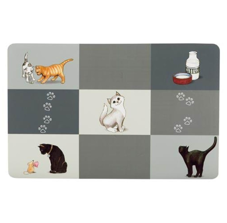 Katzen - Trixie Place Mat Patchwork Cat 44 × 28 cm grey - TX24579