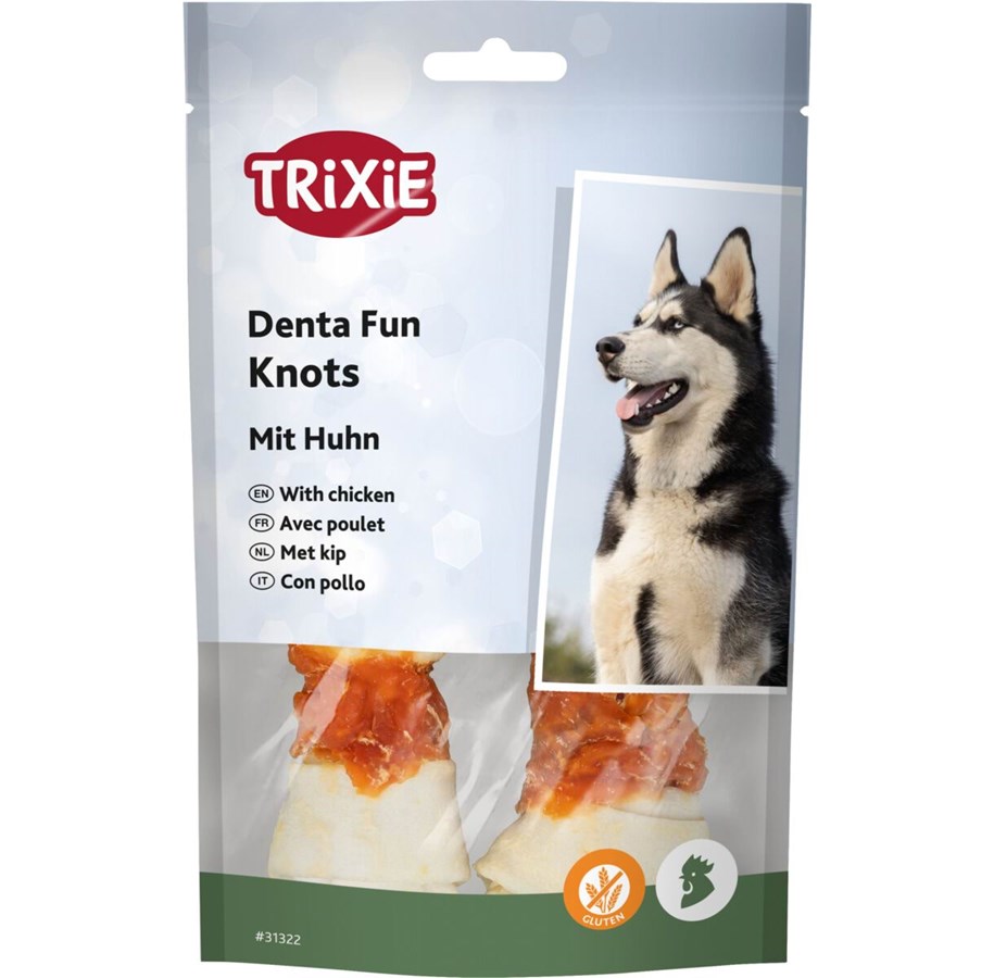 Hunde - Trixie Denta Fun Hühnchen umwickelter Rohhautknoten 11cm (2-Pack) 70g - TX31322