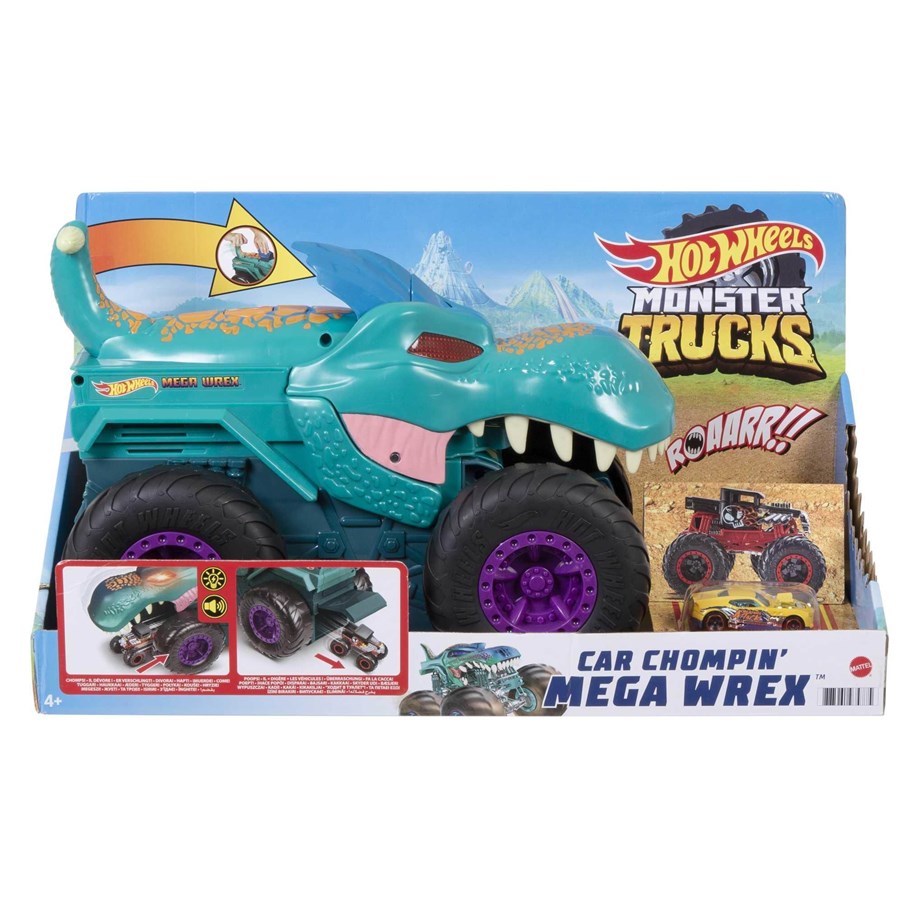 Spielzeugauto - Hot Wheels Monster Trucks Car Chompin' Mega-Wrex Vehicle - GYL13