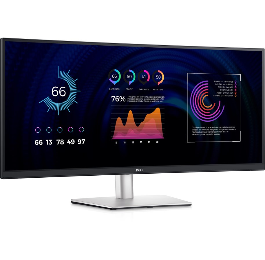 Monitor - 34" Dell P3424WE - 3440x1440 (UWQHD) - 60Hz - IPS - 90W USB-C - KVM switch - DELL-P3424WE