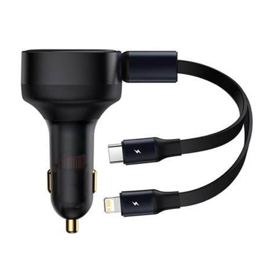 Handys - Adapter und Ladegeräte - Baseus Car Charger  Enjoyment with cable USB-C + Lightning 3A 30W (Black) - CGTX000001
