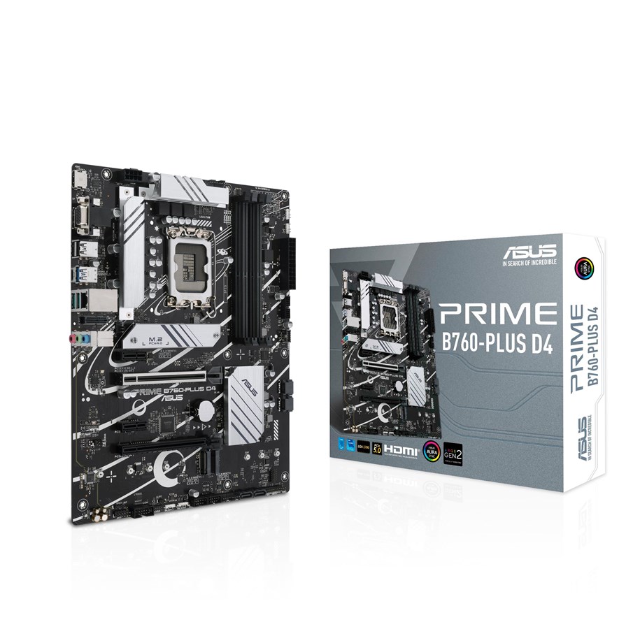 Mainboard - ASUS PRIME B760-PLUS D4 (V2) Mainboard - Intel B760 - Intel LGA1700 socket - DDR4 RAM - ATX - 90MB1CW0-M1EAY0