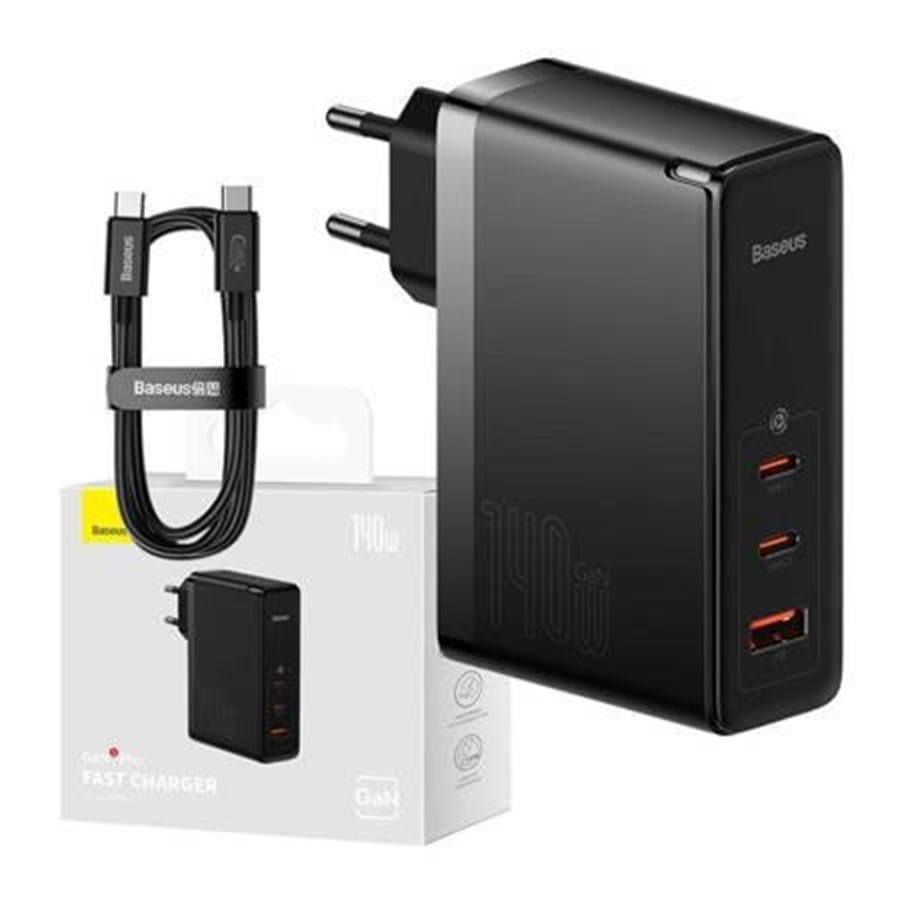 Handys - Adapter und Ladegeräte - Baseus Wall charger  GaN5 Pro 2xUSB-C + USB 140W (black) - CCGP100201