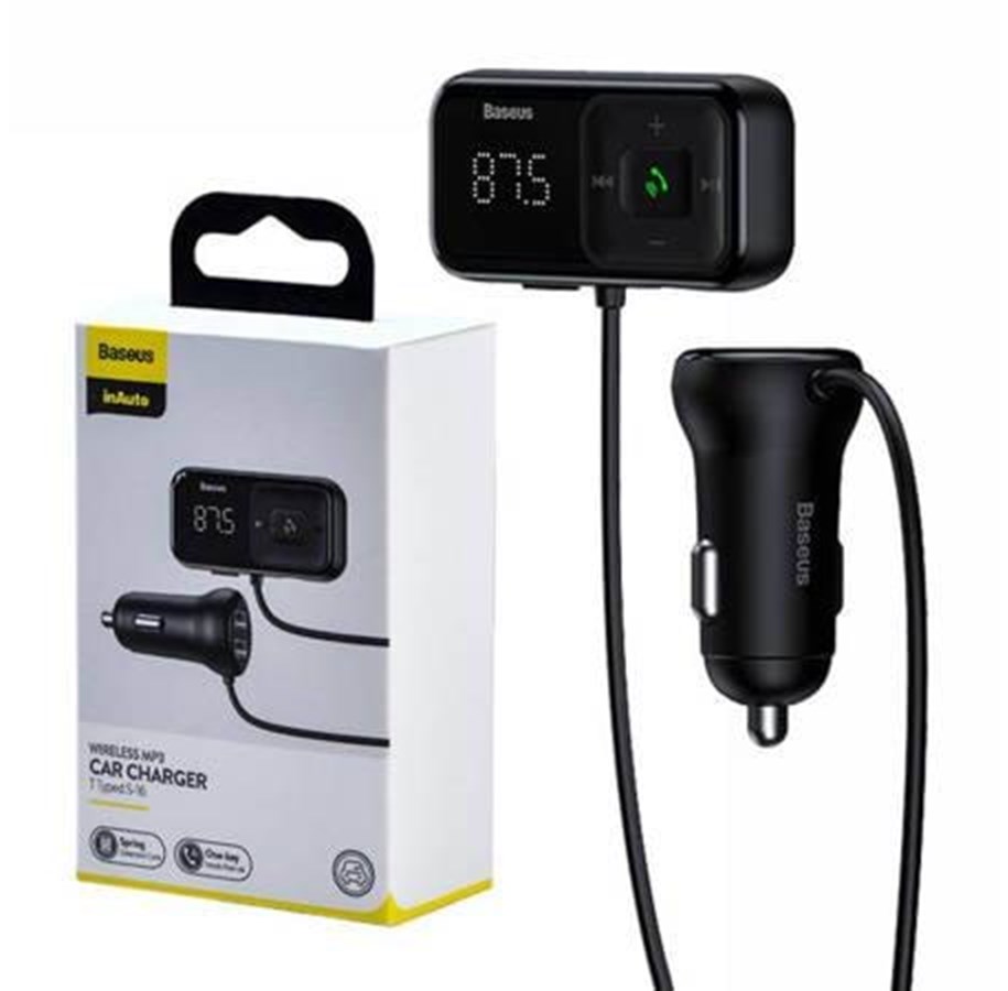 Handys - Adapter und Ladegeräte - Baseus Car Bluetooth MP3 Player + Charger  T Shaped S-16 Black OS - CCMT000201