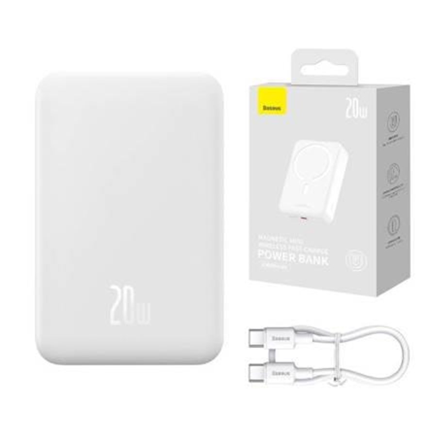 Powerbank (Akku) - Baseus Powerbank Magnetic Mini 20000mAh 20W MagSafe (white) - 20000 mAh - PPCX150002