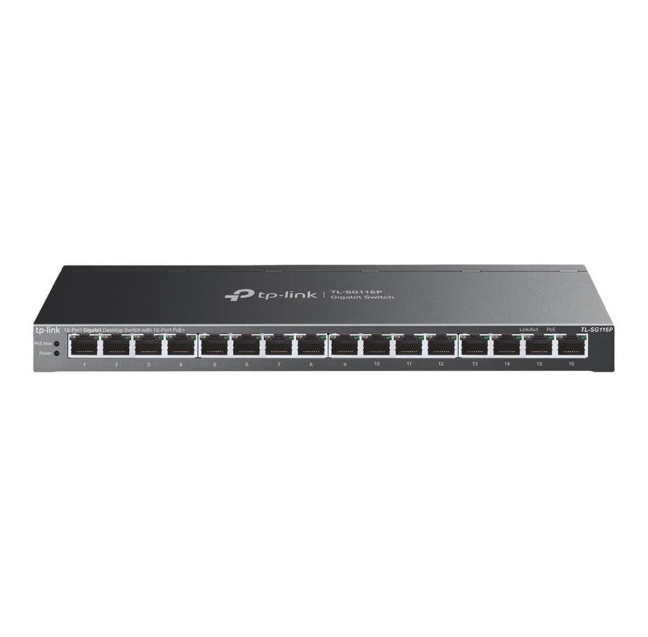 Switches - TP-Link TL-SG116P 16-Port Gigabit Desktop Switch with 16-Port PoE+ - TL-SG116P