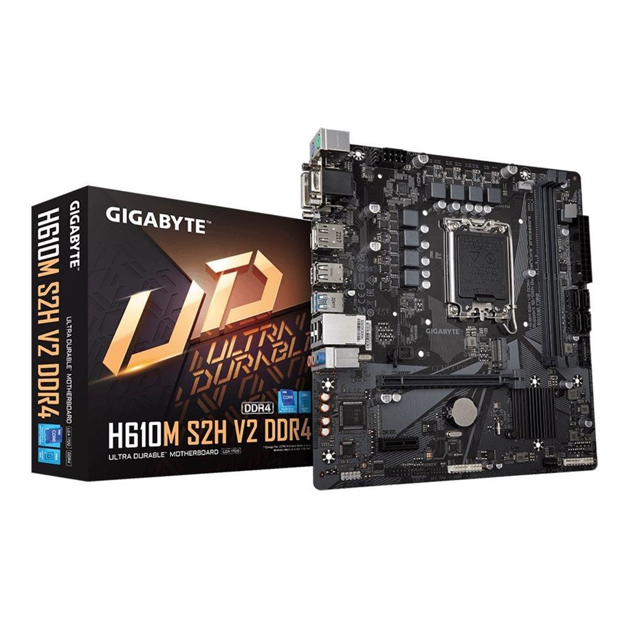 Mainboard - GIGABYTE H610M S2H V2 DDR4 Mainboard - Intel H610 - Intel LGA1700 - DDR4 RAM - Micro-ATX - H610M S2H V2 DDR4