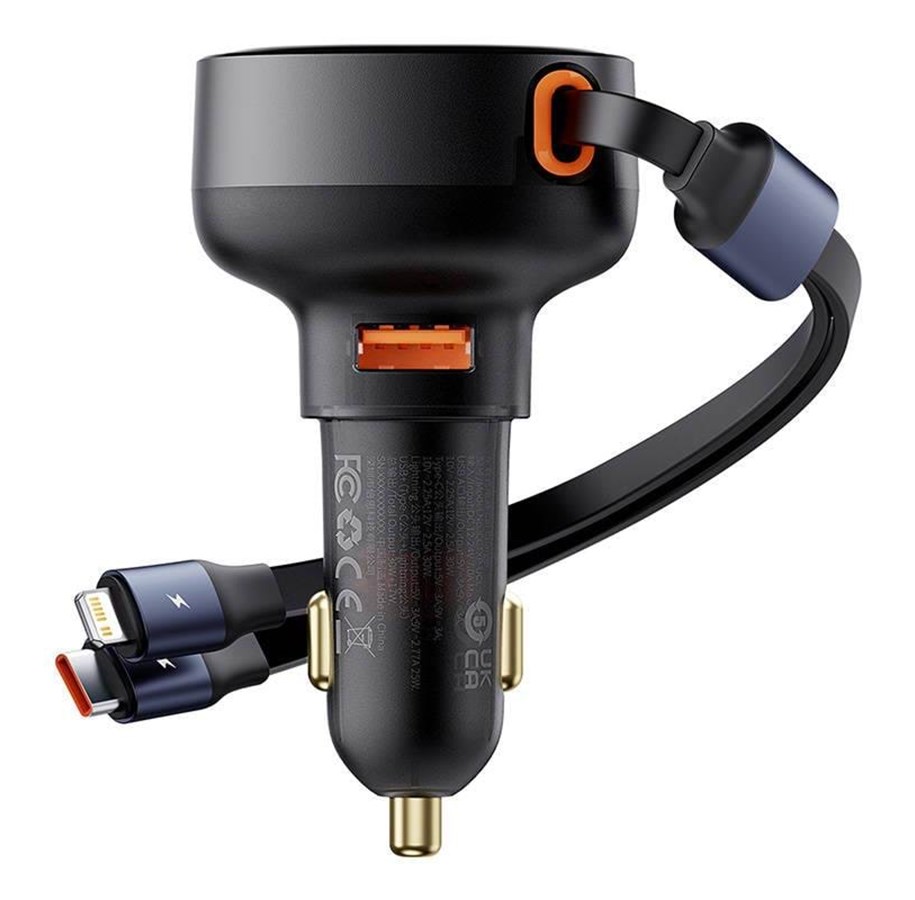 Handys - Adapter und Ladegeräte - Baseus Car Charger  Enjoyment USB with USB-C cable and Lightning  60W (black) - C00057802111-02