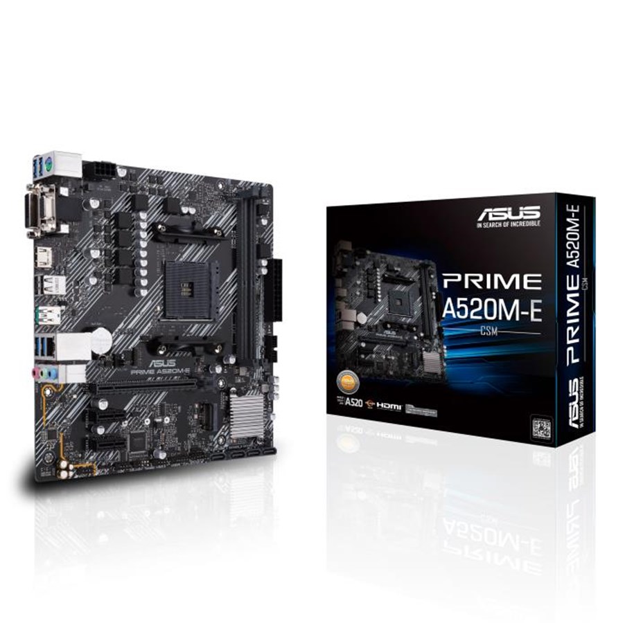 Mainboard - ASUS PRIME A520M-E/CSM Mainboard - AMD A520 - AMD AM4 - DDR4 RAM - Micro-ATX - 90MB1510-M0EAYC