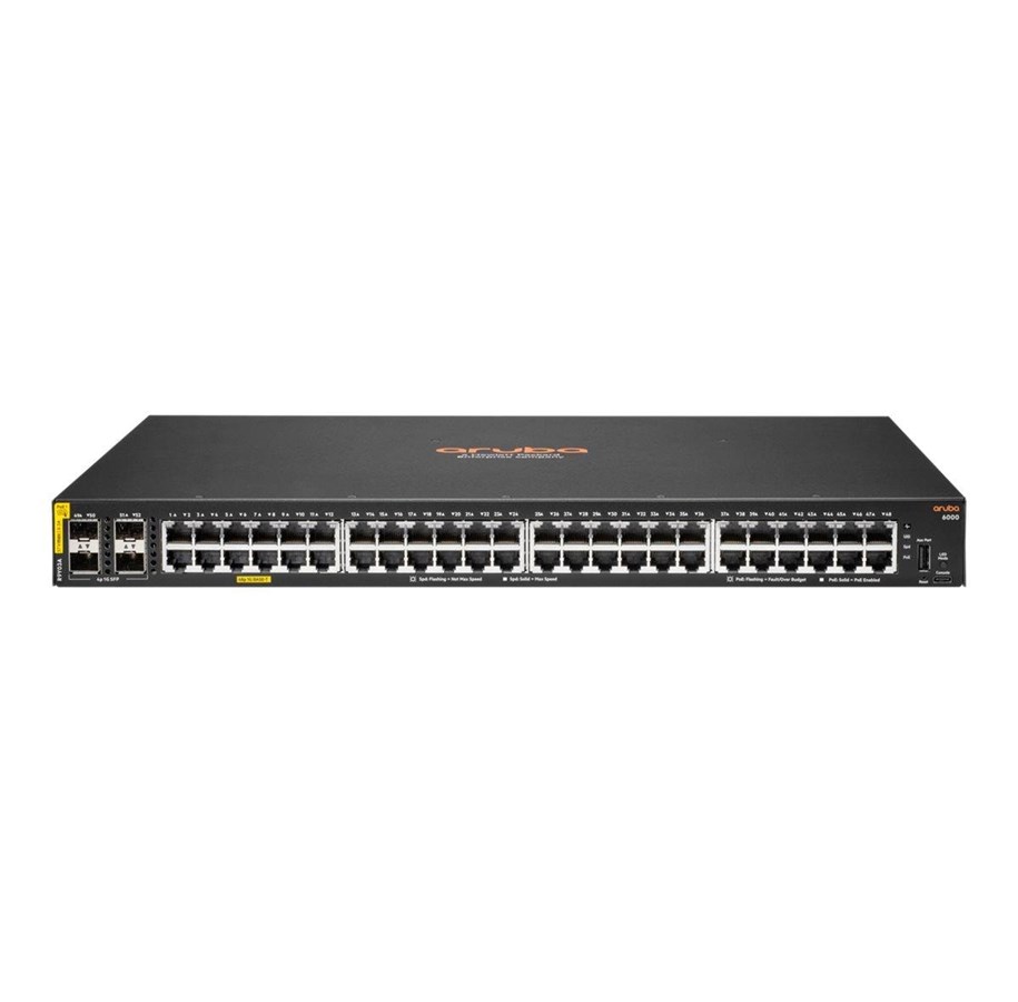 Switches - Hewlett Packard Enterprise HPE Aruba Networking CX 6000 48G Class4 PoE 4SFP 740W Switch - R9Y03A#ABB