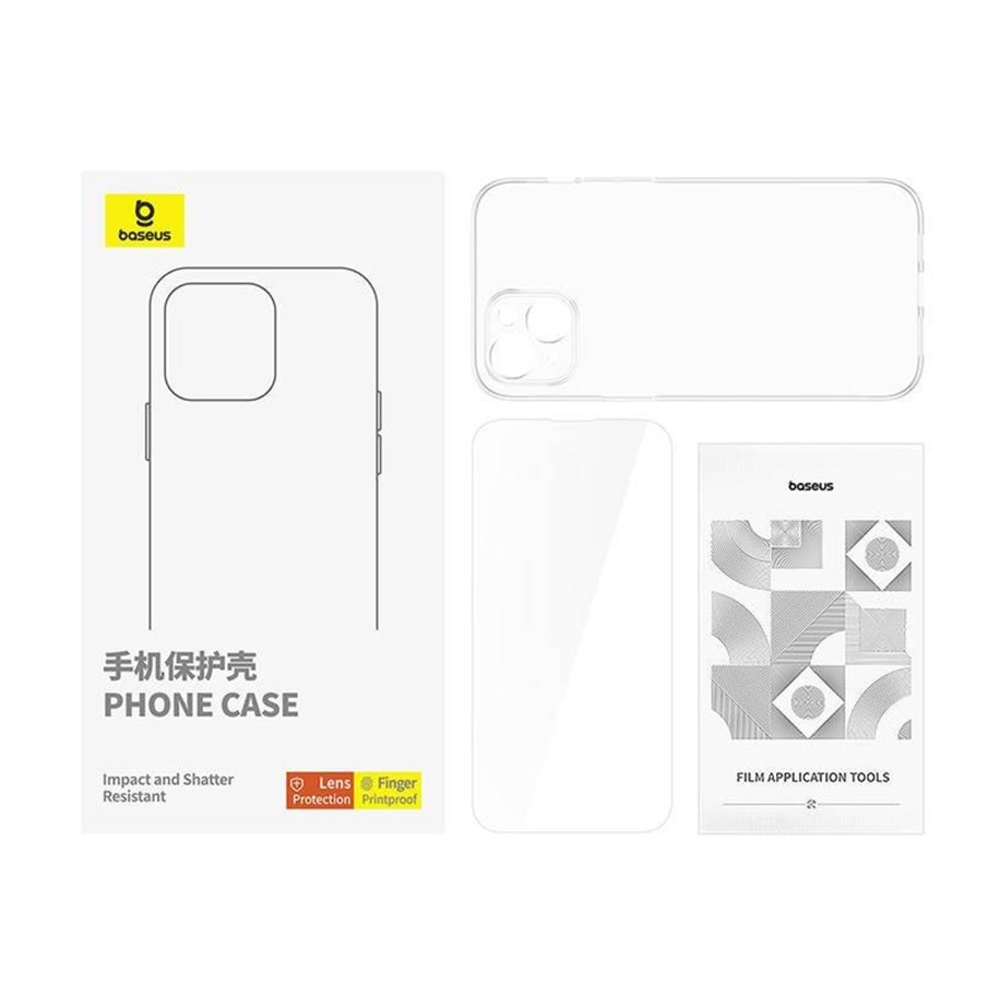 Handys - Cover & Cases - Baseus Clear Case  iPhone 15 + tempered glass - P60115400201-00