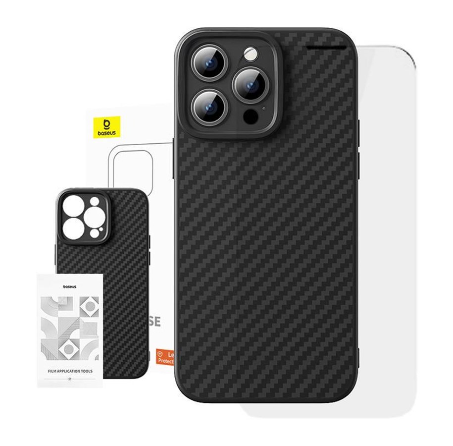 Handys - Cover & Cases - Baseus Case  Synthetic Fiber iPhone 15 Pro + tempered glass - P60163500111-02