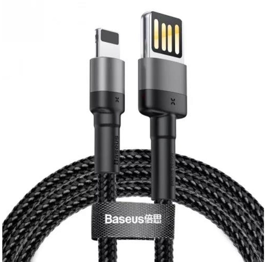 USB Kabel - Baseus Cafule Double-sided USB Lightning Cable 1.5A 2m (Gray+Black) - CALKLF-HG1