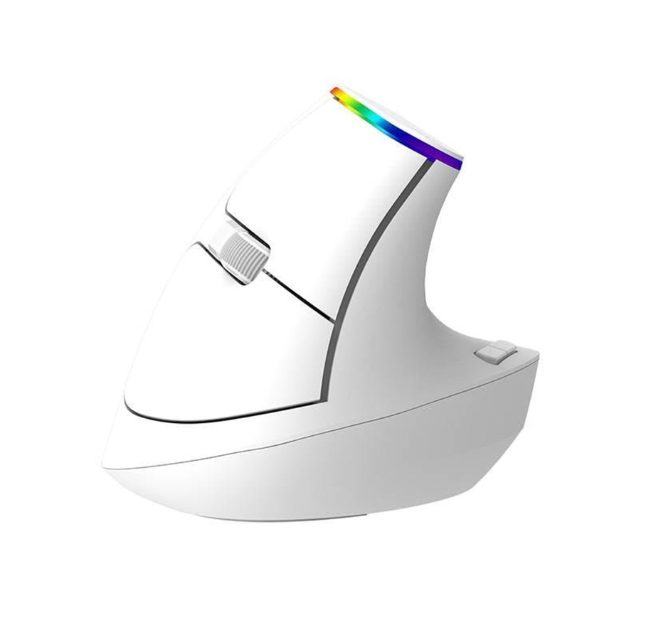Maus - DeLUX Wireless Vertical Mouse Delux M618C 2.4G 1600DPI RGB (white) - Vertical mouse (Weiß) - M618C
