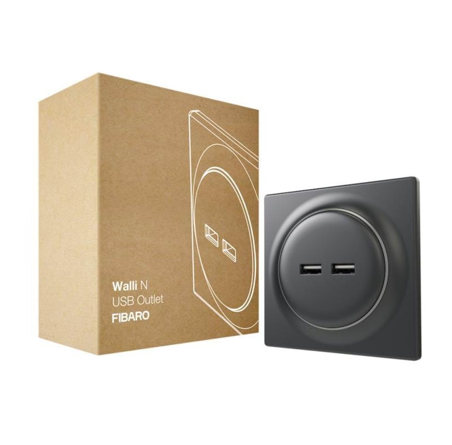 Smart-Home - Fibaro Walli N USB Outlet Anthracite - FGWU-021-8