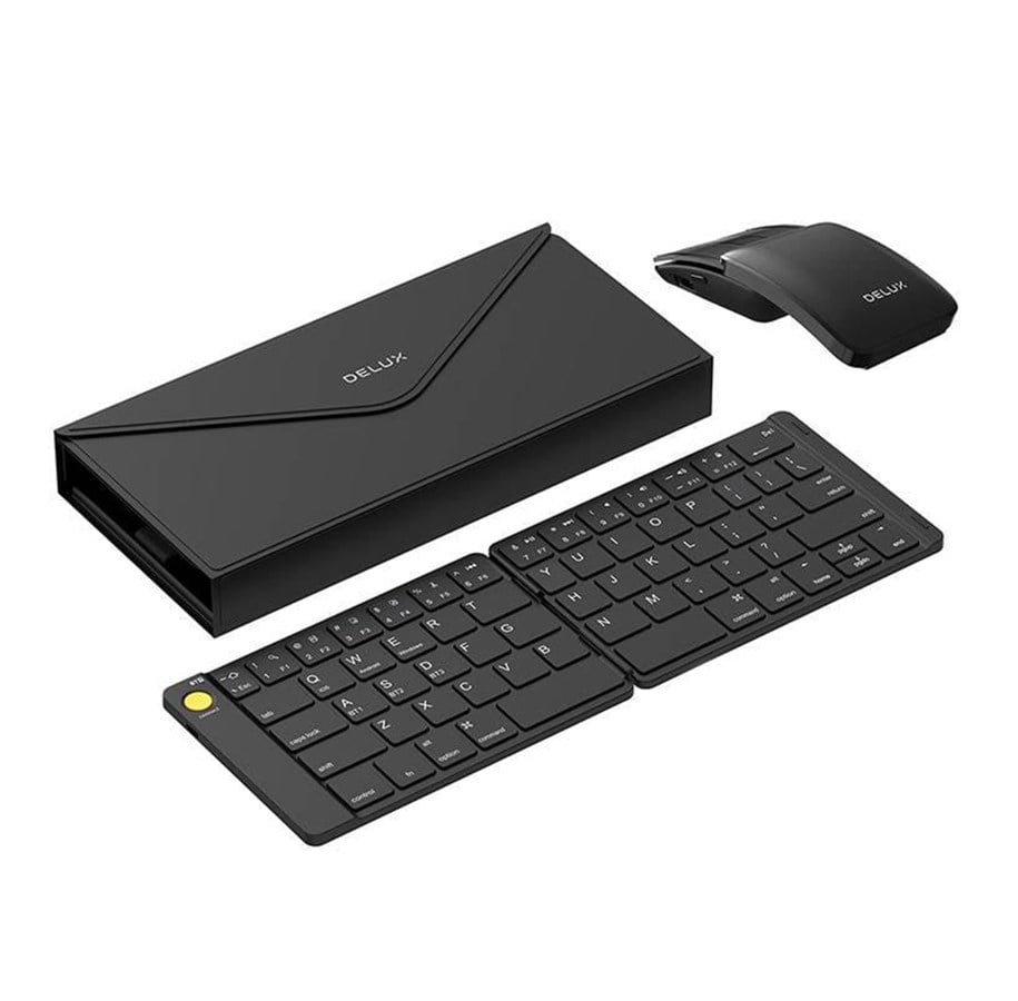Tastaturen - DeLUX Set Wireless foldable Keyboard Delux KF10 and mouse MF10PR - Tastatur & Maus Set - Schwarz - KF10+MF10PRO
