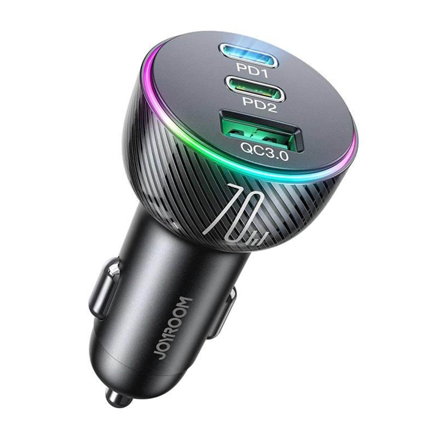 Handys - Adapter und Ladegeräte - Joyroom Car charger  JR-CL26 2x USB-C PD 1x USB 70W (black) - JR-CL26