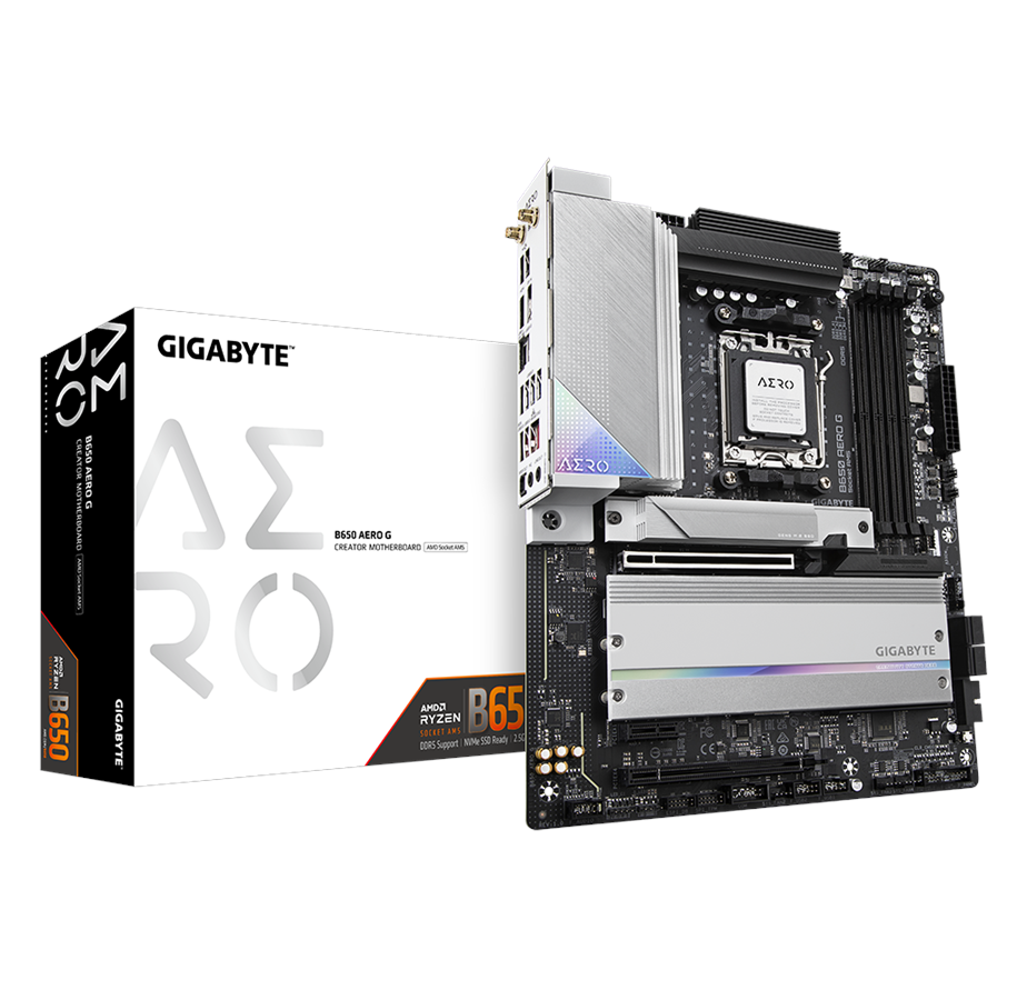 Mainboard - GIGABYTE B650 AERO G Mainboard - AMD B650 - AMD AM5 socket - DDR5 RAM - ATX - B650 AERO G