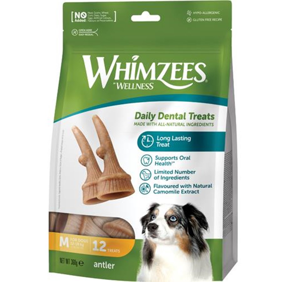 Hunde - Whimzees Occupy Antler M 12 stk 360 g MP - WH5200360