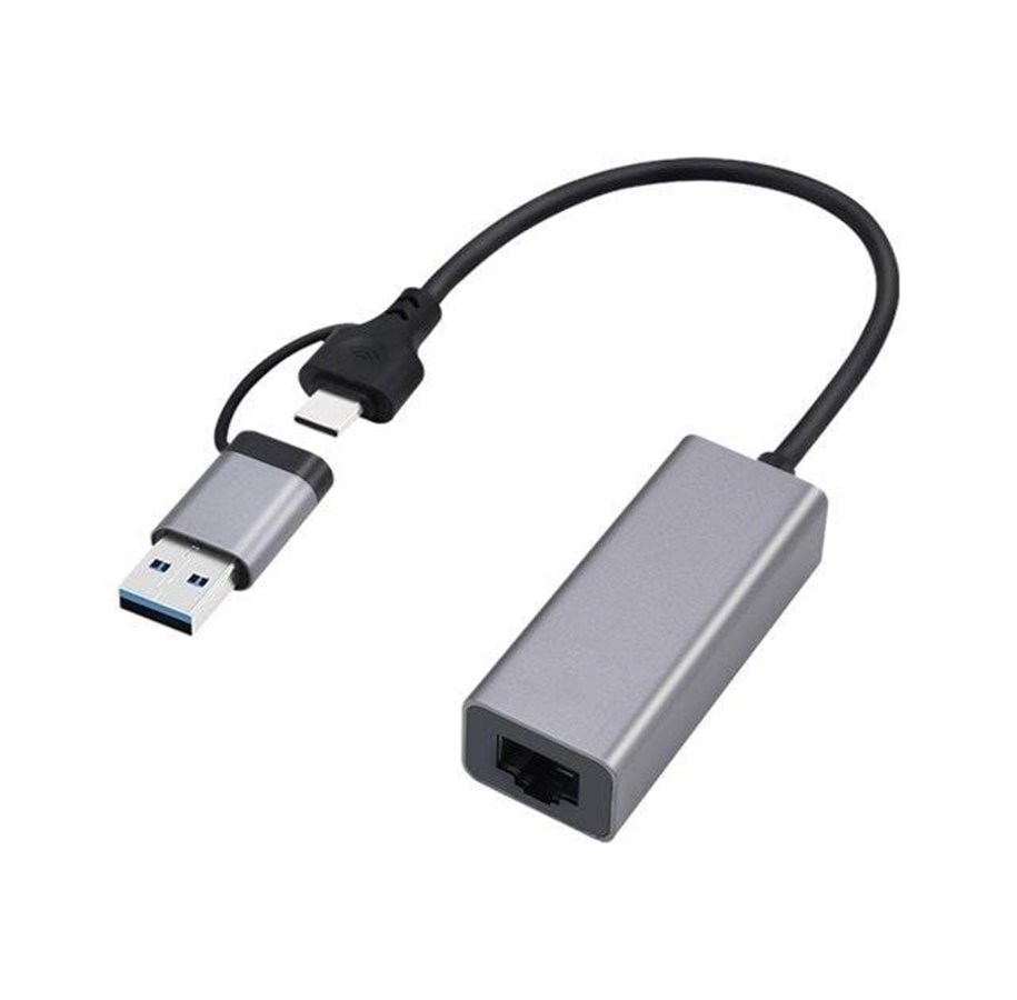 Netzwerkadapter (Netzkarte, Druckserver, u.s.w.) - Gembird Cablexpert A-USB3AC-LAN-01 USB 3.1 + type-C Gigabit network adapter space grey - A-USB3AC-LAN-01
