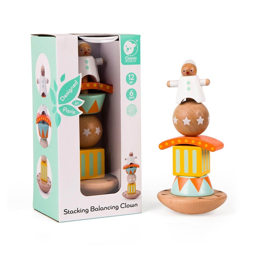 Baby Spielzeug - Classic World Wooden Pile and Balance Game Clown 6dlg. - 20097