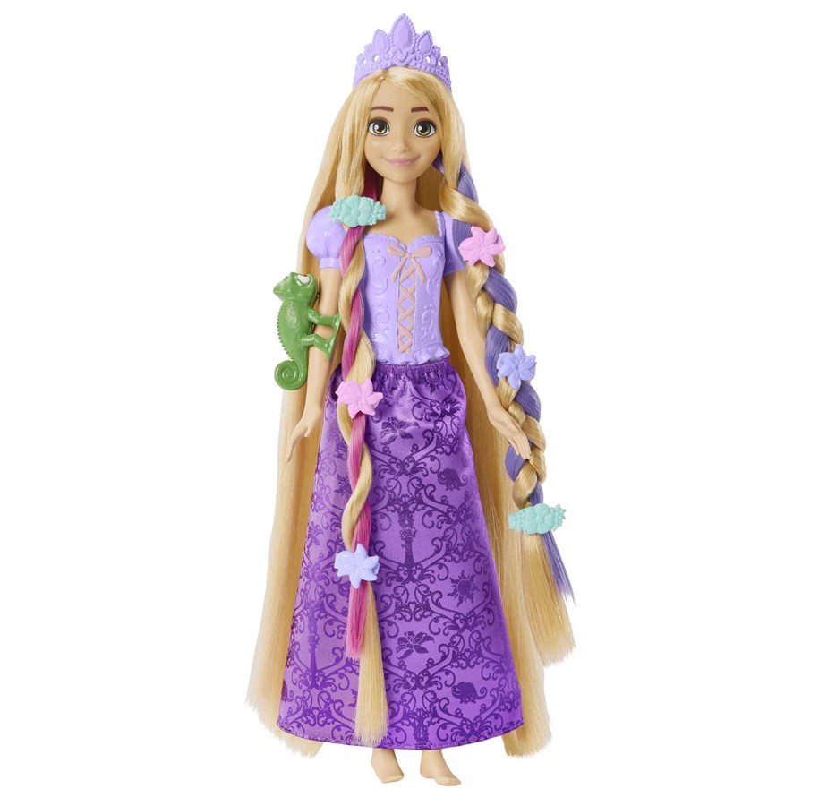 Dolls & Accessories - Disney Princess Fairy-Tale Hair Rapunzel Doll And 10+ Hairstyling Accessories Plus Color Change - HLW18