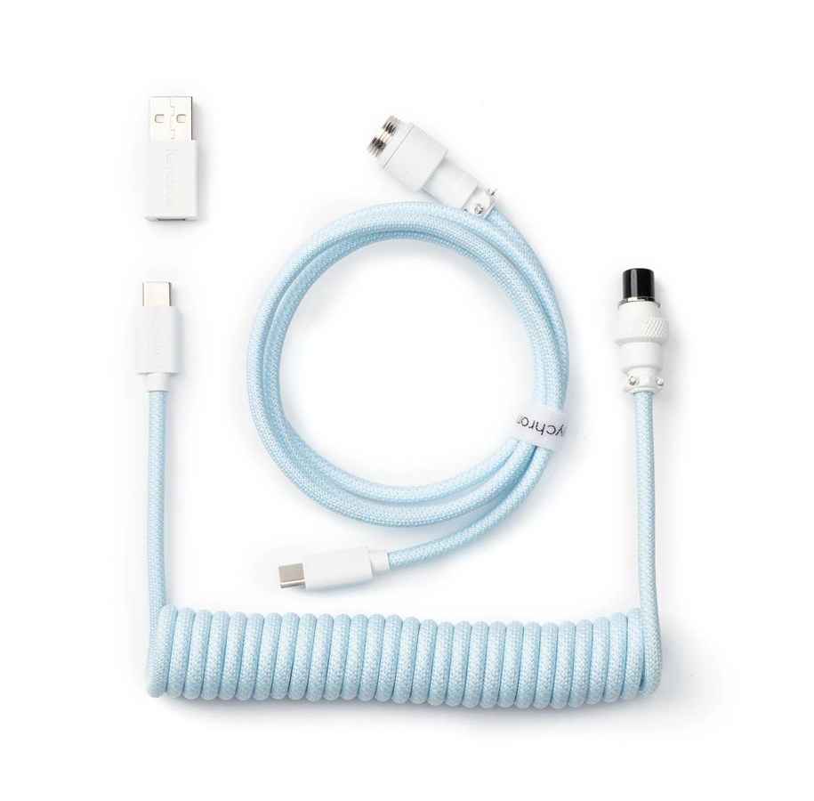 Tastaturen - Keychron Coiled Aviator USB-C Cable Straight - Light Blue - Upgrade-Zubehör - Blau - Cab-19