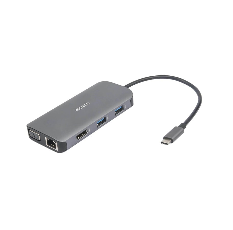 Dockingstationen - Deltaco USBC-HDMI25 - 9-in-1 USB-C Docking Station - USBC-HDMI25
