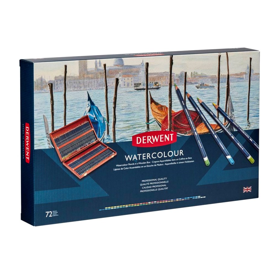 Utensilien zum Schreiben und Zeichnen - Derwent Watercolour Pencils 72 Wooden Box - 32891