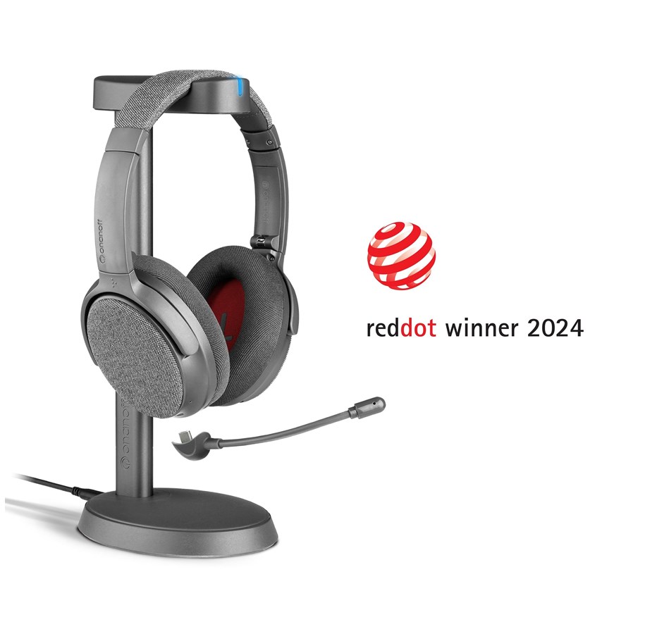 Kopfhörer/Headsets - onanoff Fokus+ ANC Headphones with Wireless Charging Stand - Dusk Grey - BT-ON-FOKUSP-H-DUGREY