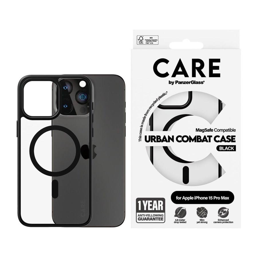 Handys - Cover & Cases - CARE by PanzerGlass Flagship Case Transparent Urban Combat w. Black MagSafe iPhone 15 Pro Max - PANZER1428