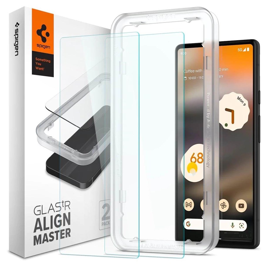 Handys - Schutzfolie - Spigen Glass AlignMaster 2 Pack - clear - Google Pixel 6a - AGL04695