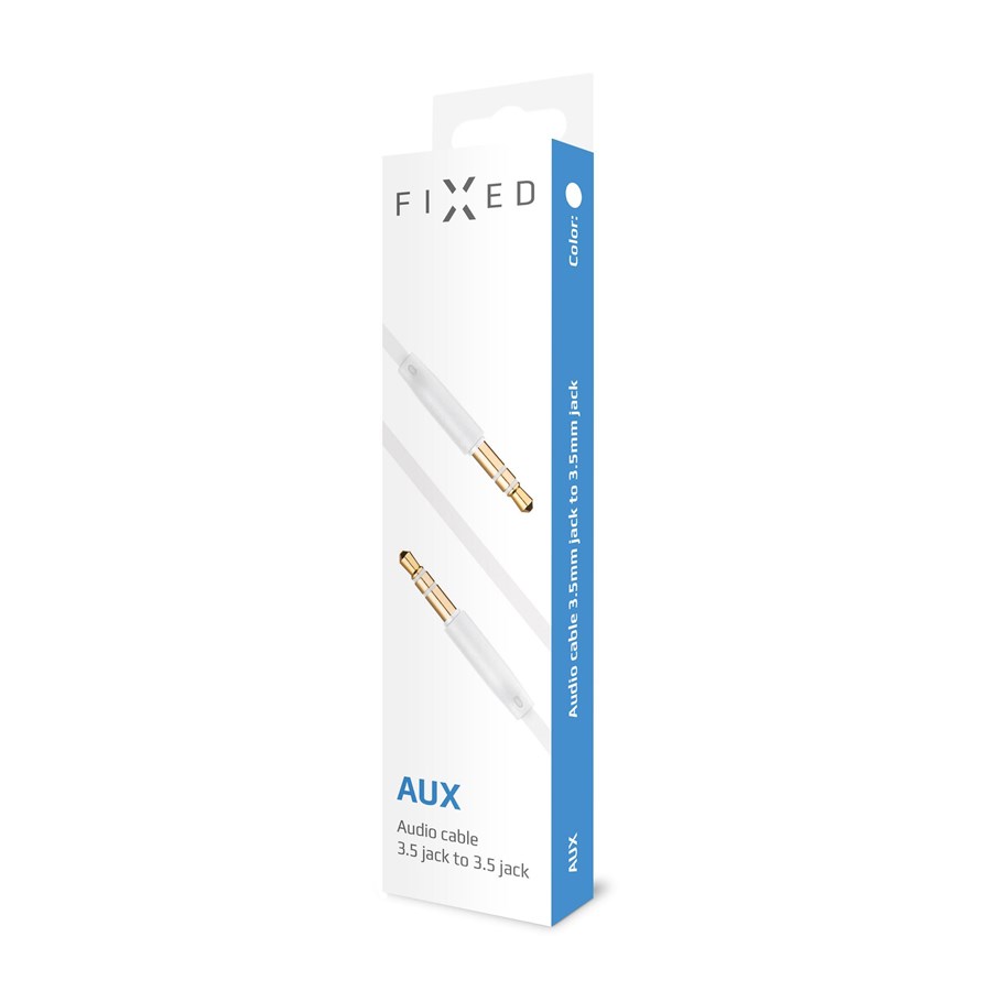 Audio Kabel - FIXED Audio 2x3.5mm Gold-plated Flat Cable 1m White - FIXM-AUX-WH